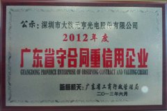 j9国际集团喜获2012年“广东省守合同重信用”企业